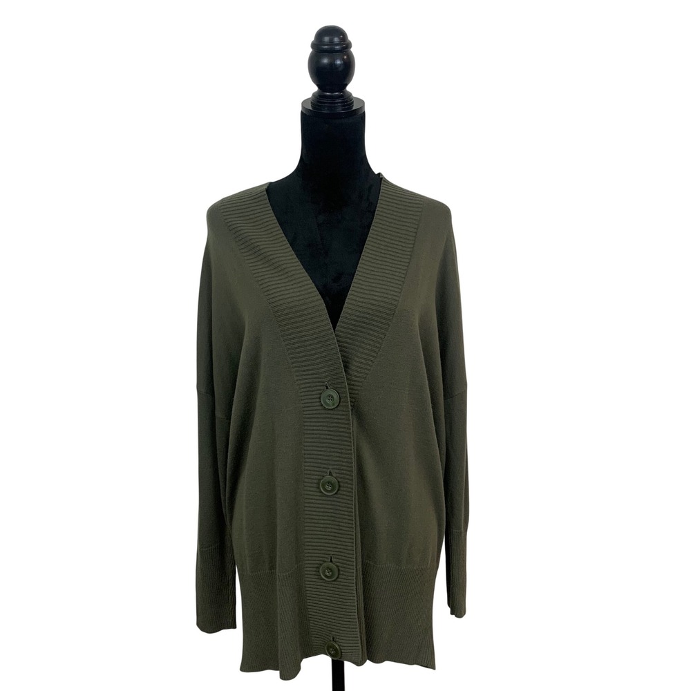 Chelsea28 Womens XS S Olive Green V-Neck Oversized Button Front Cardigan Sweater